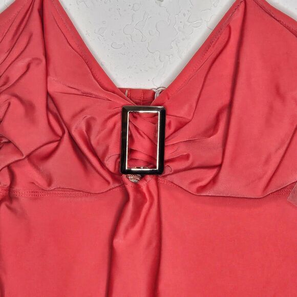 Niki Wior‎ Red One Piece Halter Pinup Style Bathing Swim Suit Size 16 NEW - Picture 2 of 4